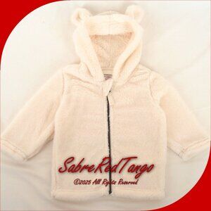 NWT Hanna Andersson Baby Marshmallow Fleece Bear Jacket Ecru 80 18-24 M
